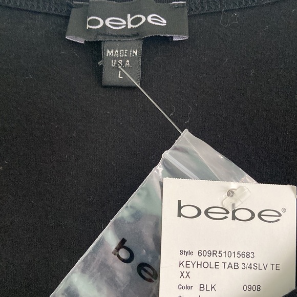 Bebe shirt size L with keyhole sleeve NEW WITH TAGS - Picture 2 of 3